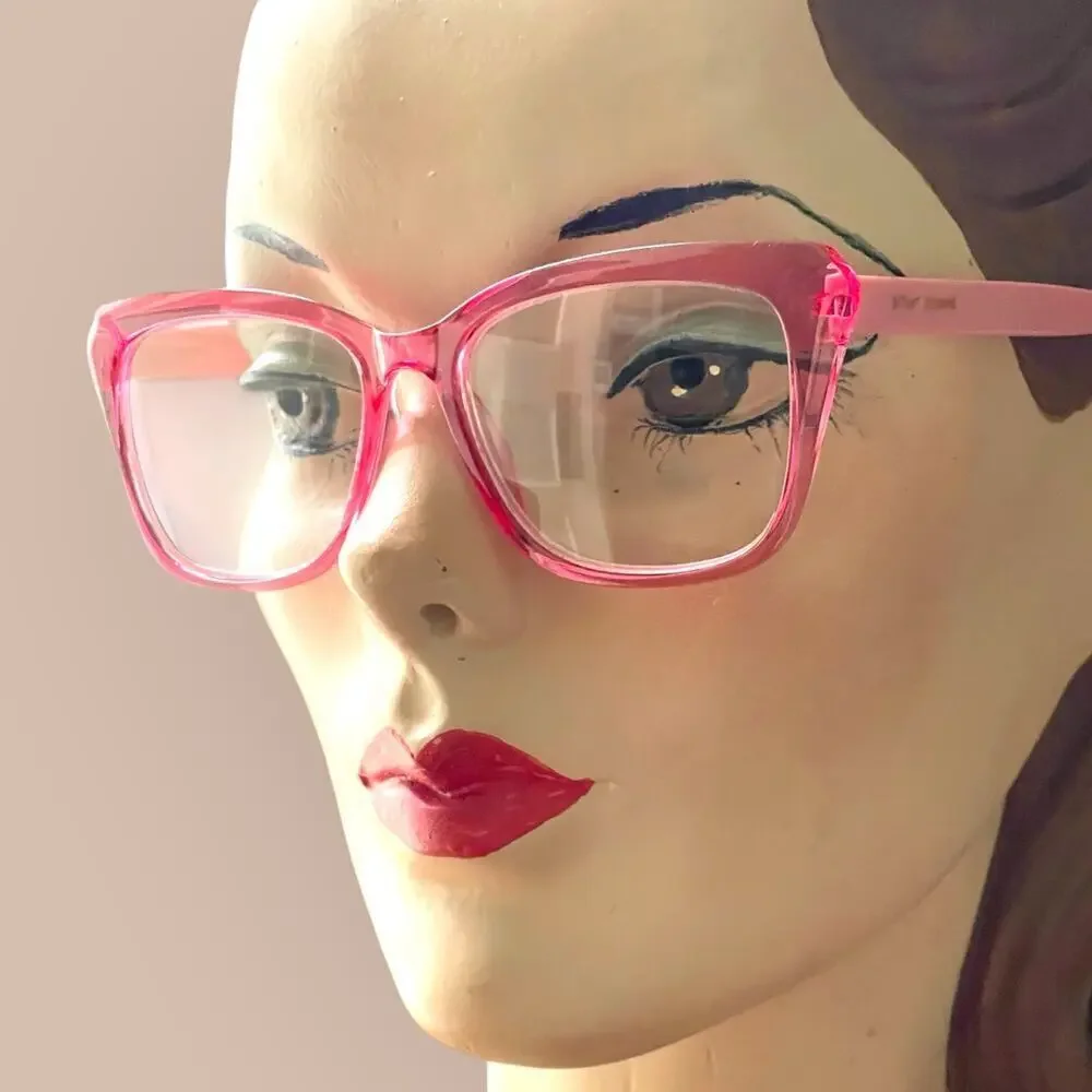 Betsey Johnson +2.00 Pink Reading Glasses Readers Rounded Square - Picture 4 of 9